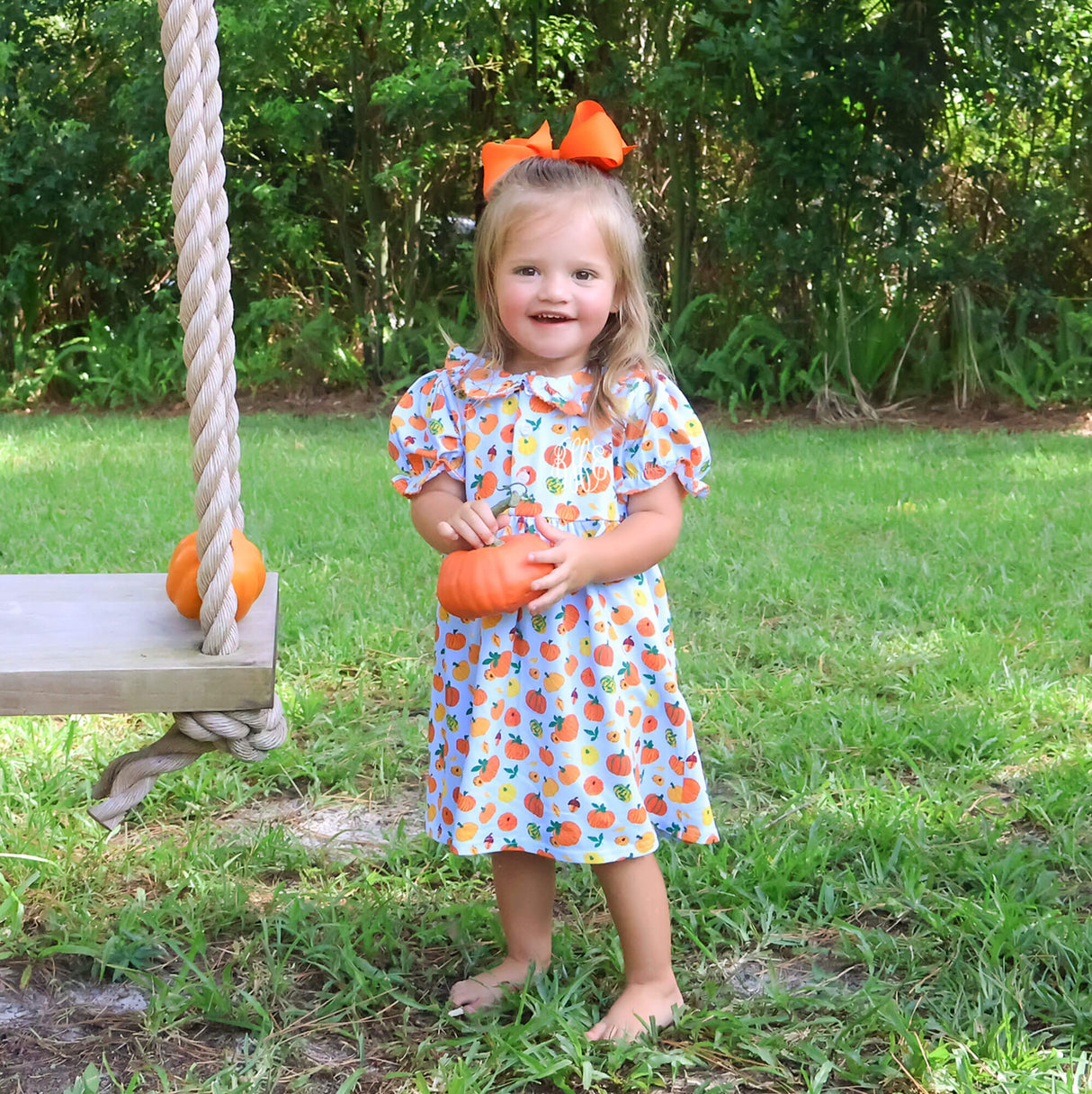 Autumn Pumpkin Blue Lola Dress