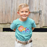 Pumpkin Dump Truck Green Stripe Short Sleeve Shirt