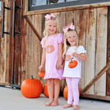Pumpkin & Bow Pink Gingham Legging Set