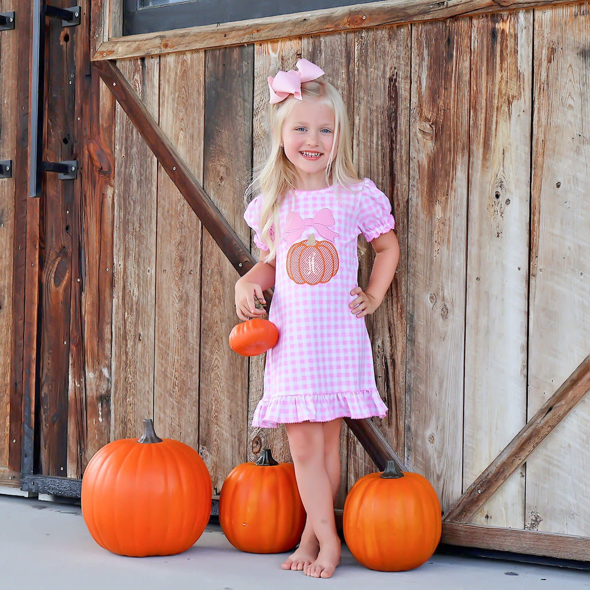 Pumpkin & Bow Pink Gingham Milly Dress
