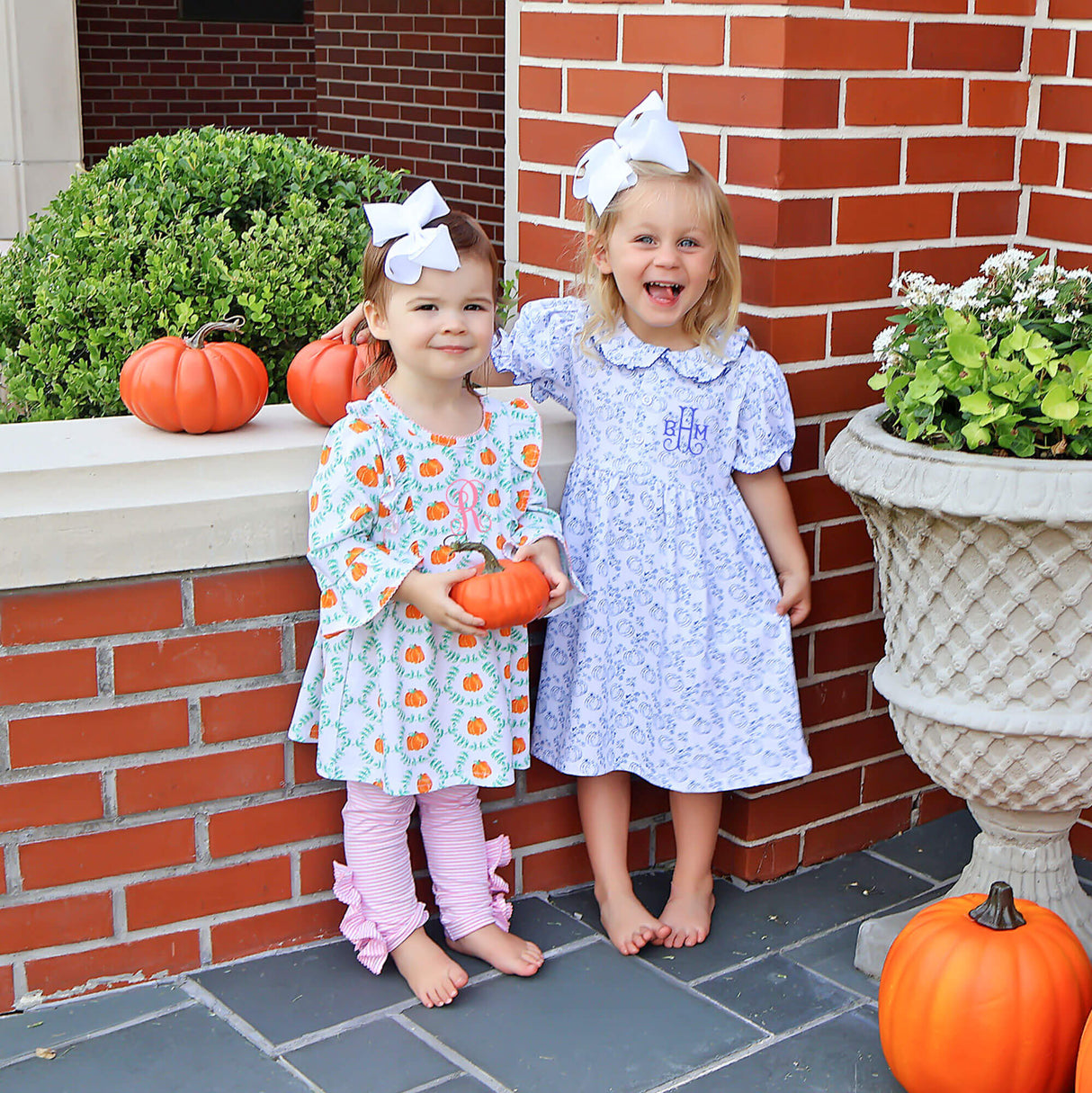 Pumpkin Blue Toile Gwen Dress