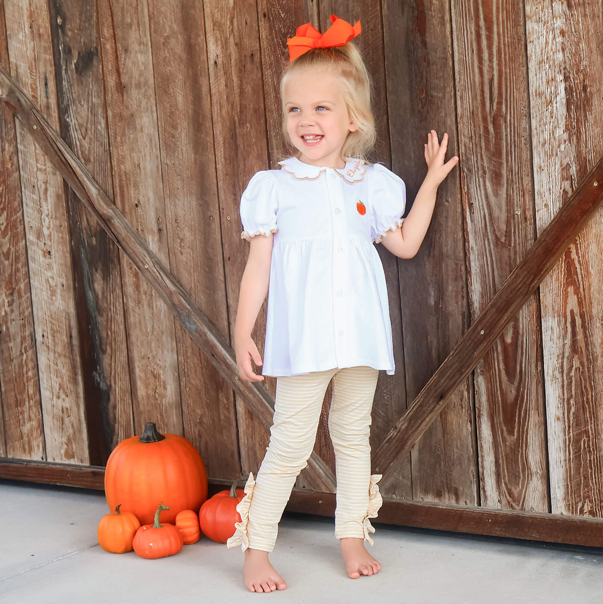 Sweet Pumpkin Tan Stripe Lola Legging Set