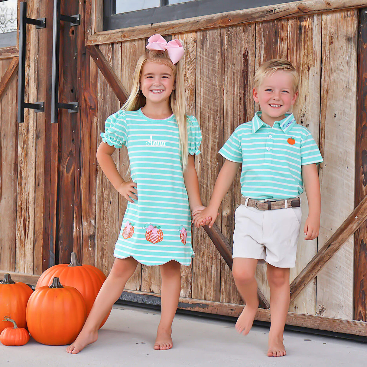 Cute Harvest Turquoise Stripe Dress