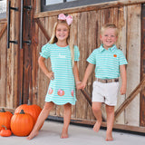 Cute Harvest Turquoise Stripe Dress