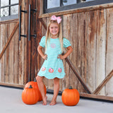 Cute Harvest Turquoise Stripe Dress