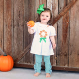 Pumpkin Wreath Green Stripe Claire Legging Set