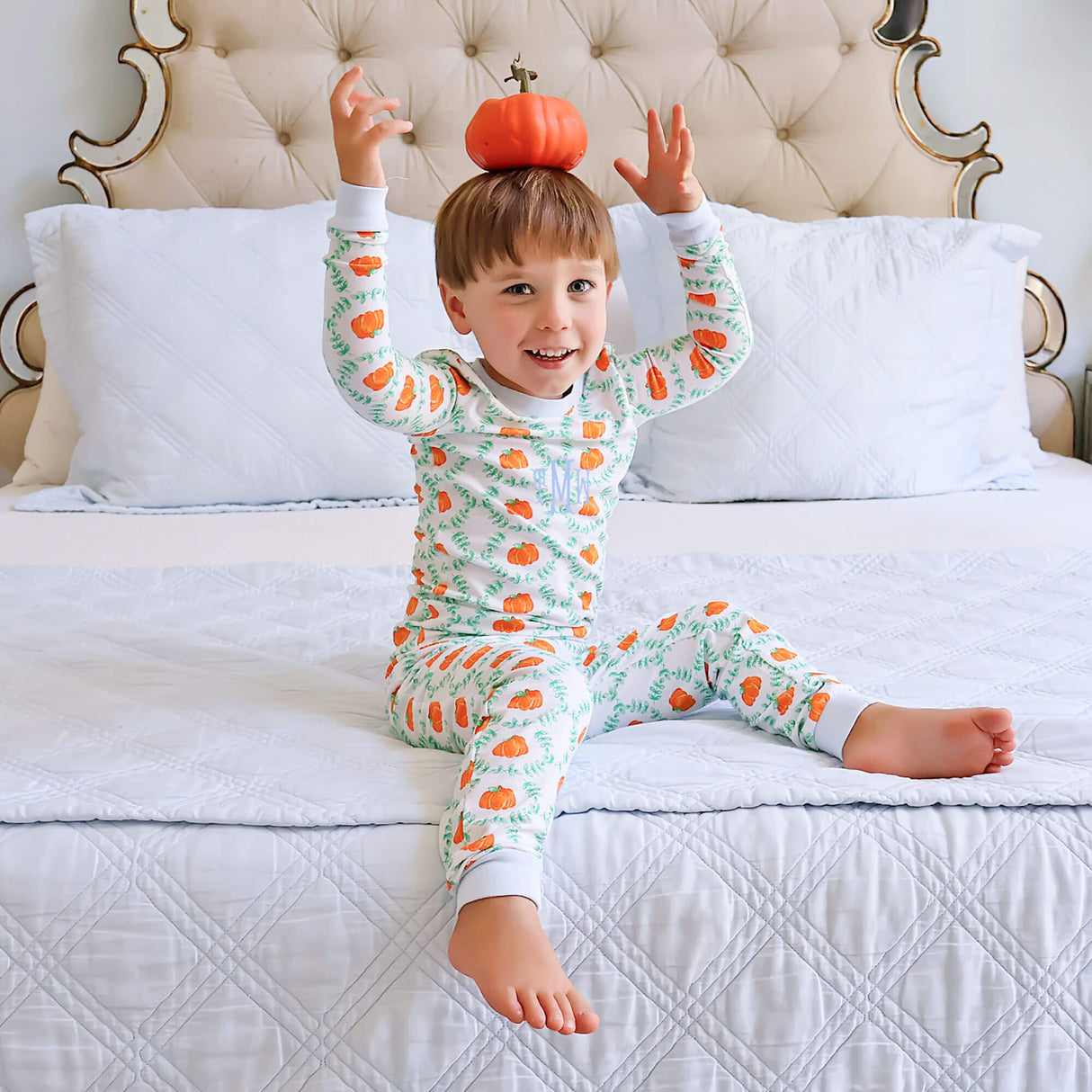 Pumpkin Splendor Blue Rib Pajamas