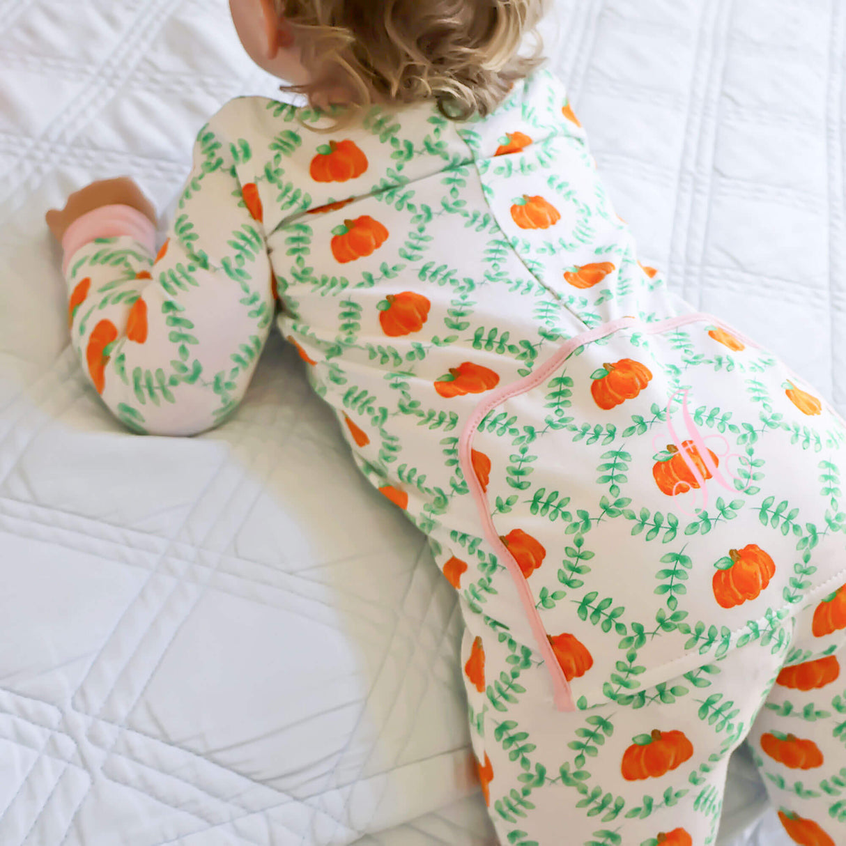 Pumpkin Splendor Pink Rib Zip Sleeper