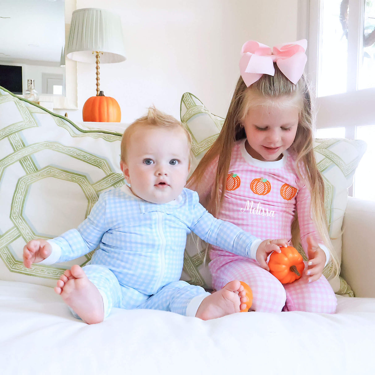 Pumpkin Trio Pink Gingham Pajamas