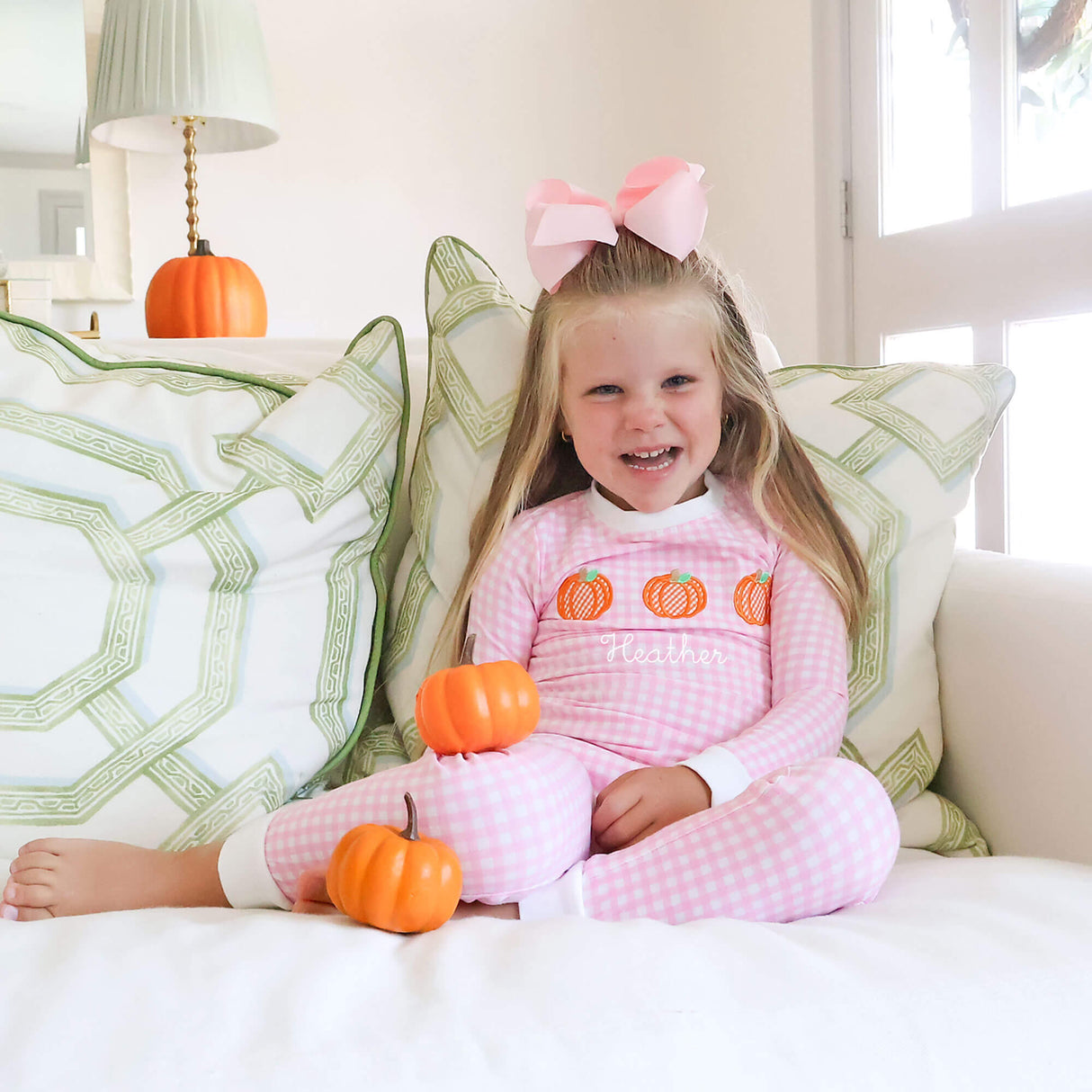 Pumpkin Trio Pink Gingham Pajamas
