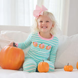 Pumpkin Bows Turquoise Stripe Pajamas