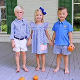 Pumpkin Cutie Royal Blue Gingham Polo Short Set