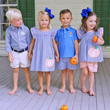 Pumpkin Cutie Royal Blue Gingham Polo Short Set