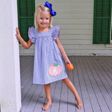 Pumpkin Cutie Royal Blue Gingham Poppy Dress