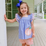 Pumpkin Cutie Royal Blue Gingham Poppy Short Set