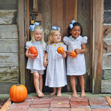 Blue & Tan Plaid Smocked Bloomer Set