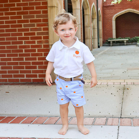 Pumpkin Schiffli Light Blue Gingham Standard Shorts