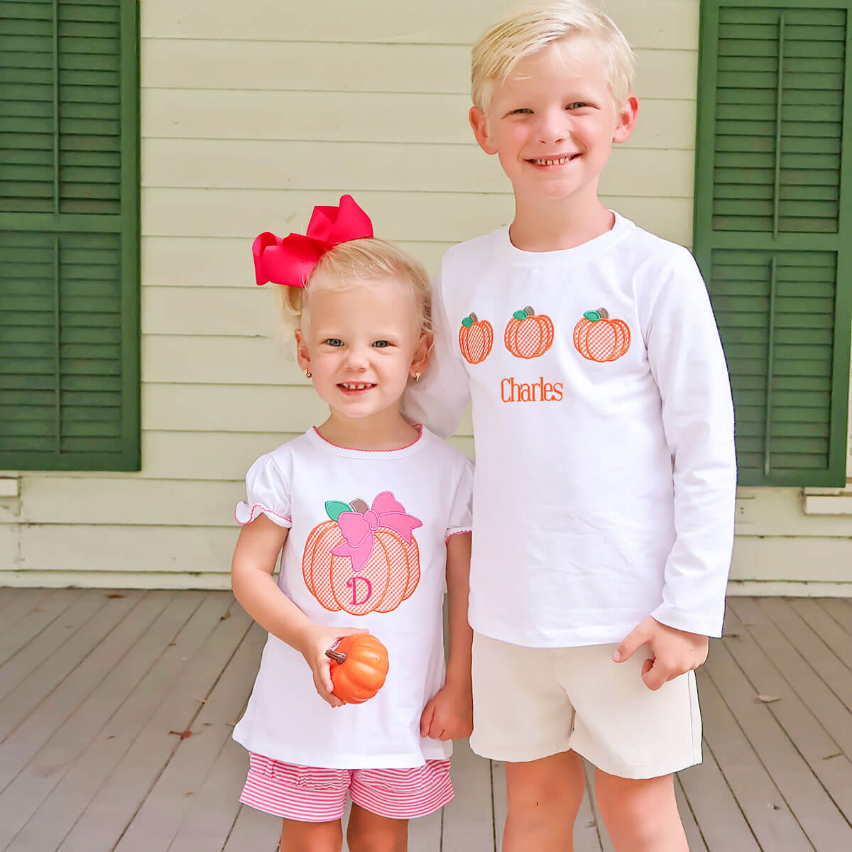 Pumpkin Trio White Long Sleeve Shirt