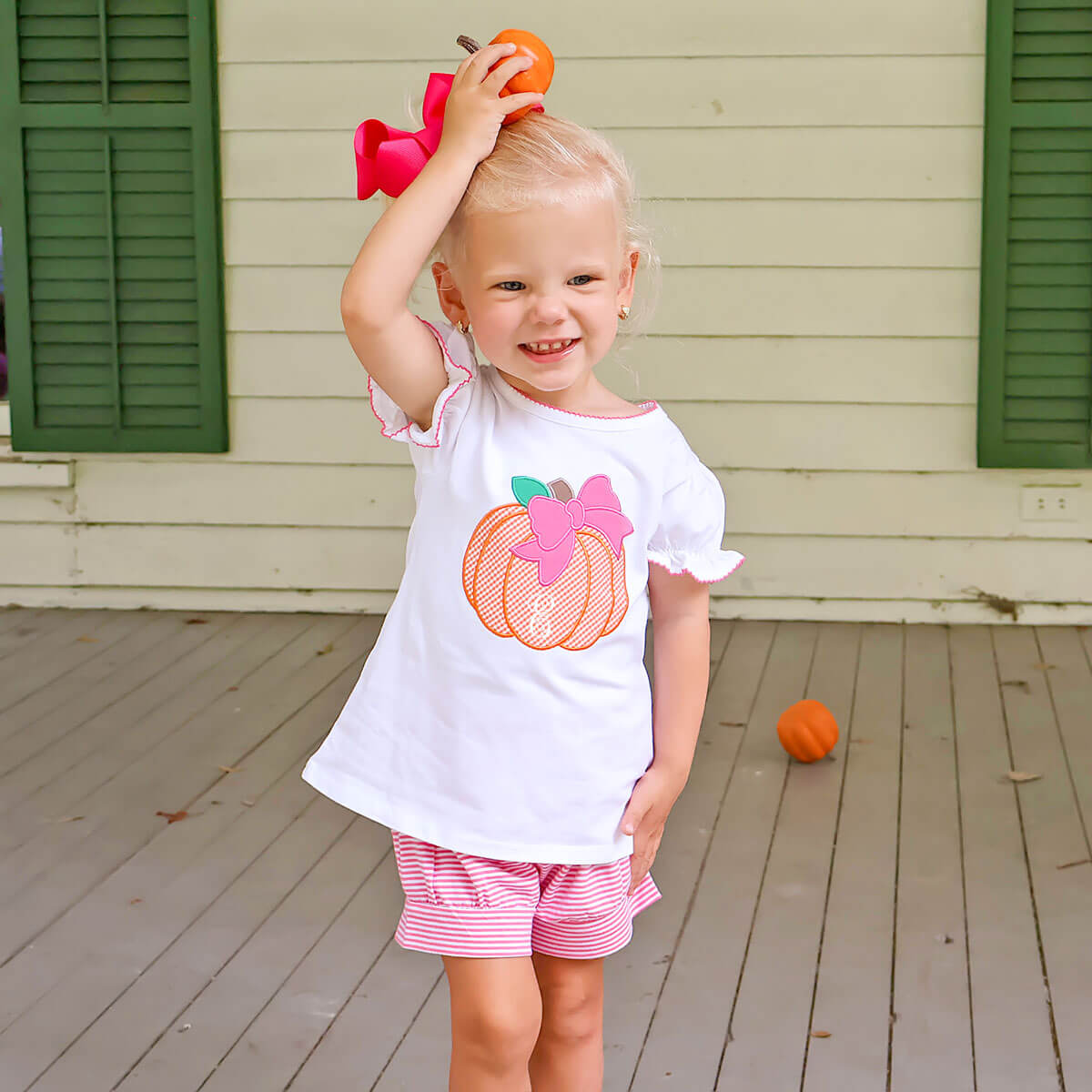 Pumpkin Hot Pink Stripe Short Set