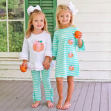 Pumpkin Turquoise Stripe Milly Legging Set