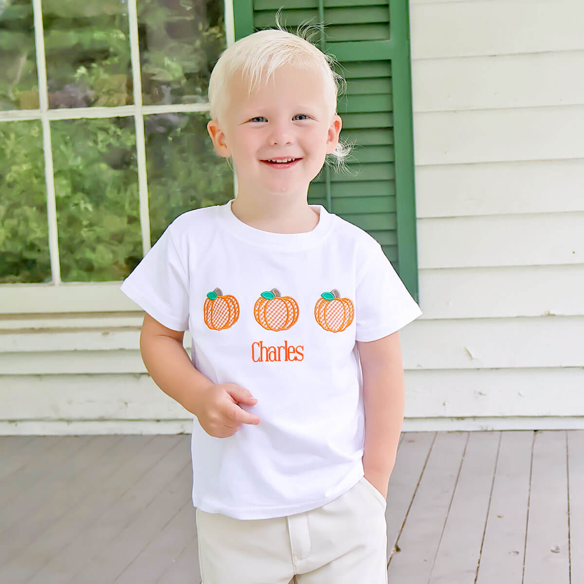 Pumpkin Trio White Short Sleeve Shirt