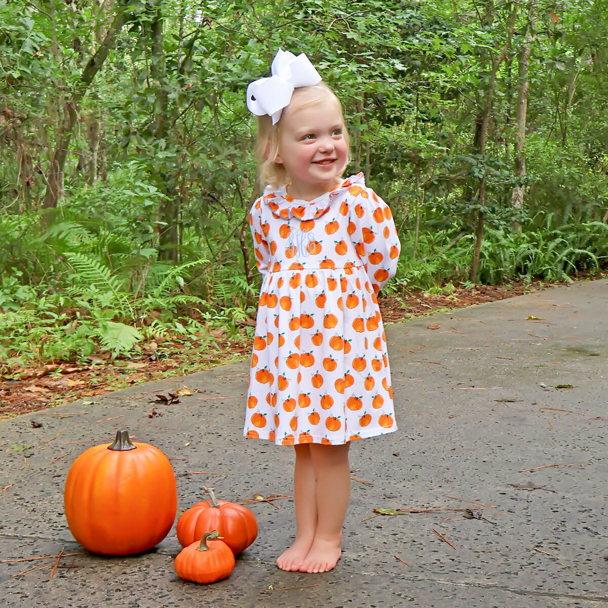Bountiful Pumpkin Print Virginia Dress