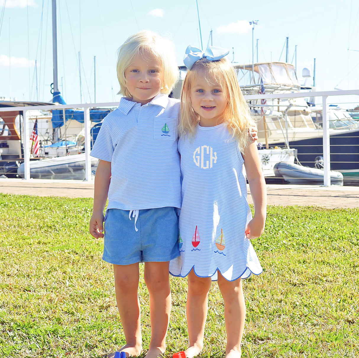 Nautical Adventure Light Blue Stripe Cleo Dress