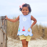 Nautical Adventure Light Blue Stripe Cleo Short Set