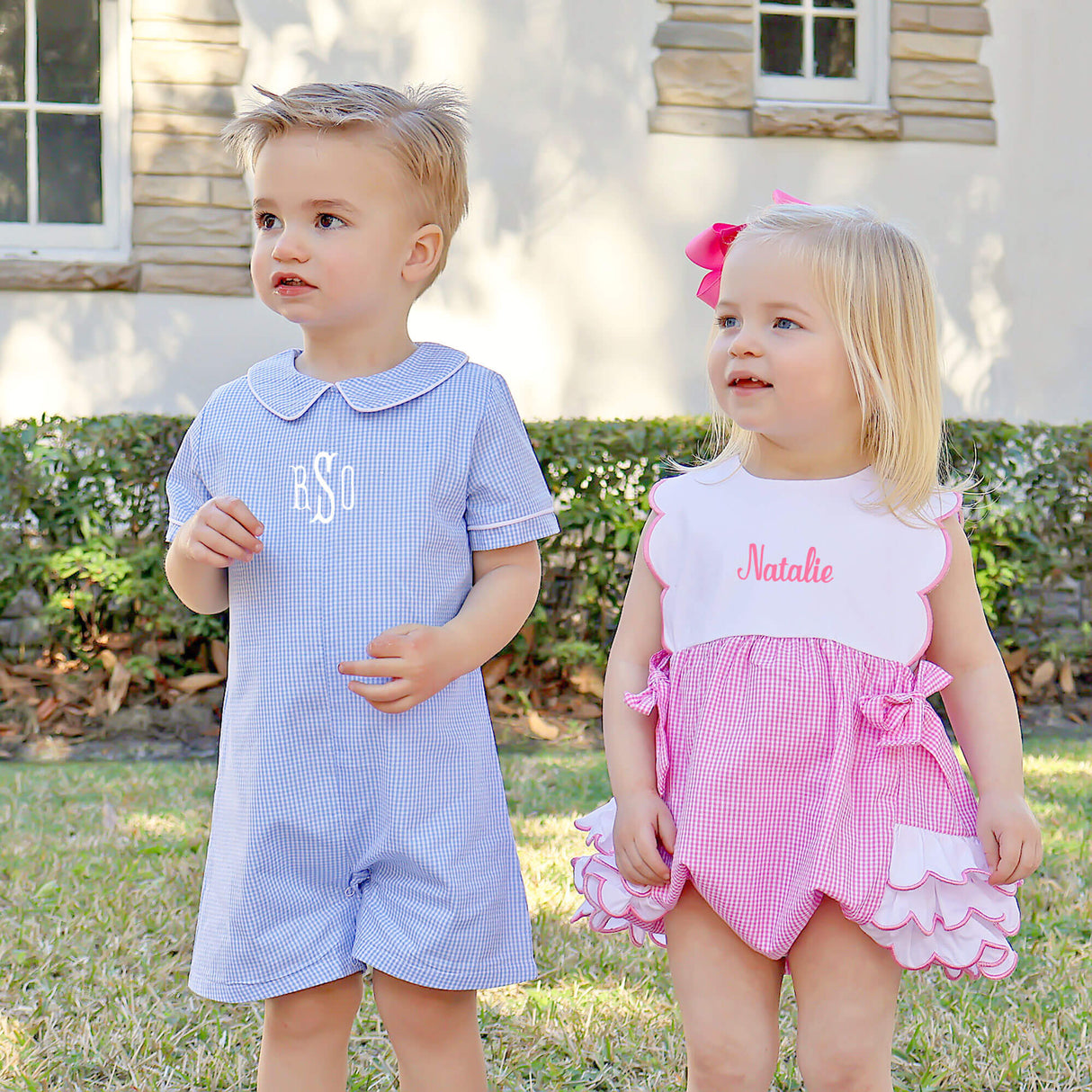 Hot Pink Gingham Scalloped Bib Bubble