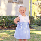 Light Blue Gingham Scalloped Bib Dress