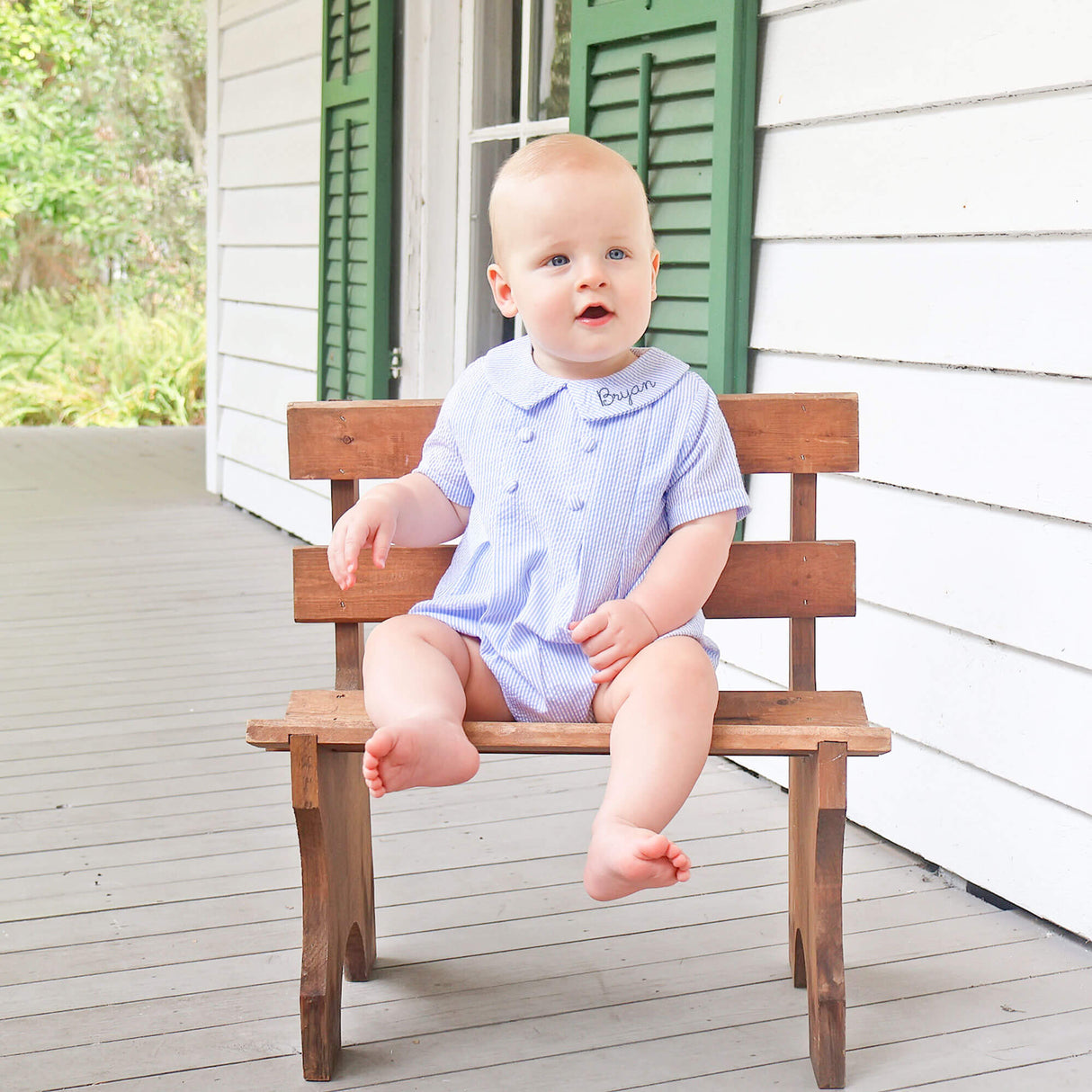 Light Blue Stripe Collared Button Bubble