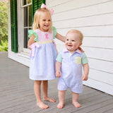 Multi Stripe Seersucker Polo Romper