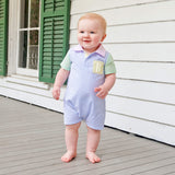 Multi Stripe Seersucker Polo Romper