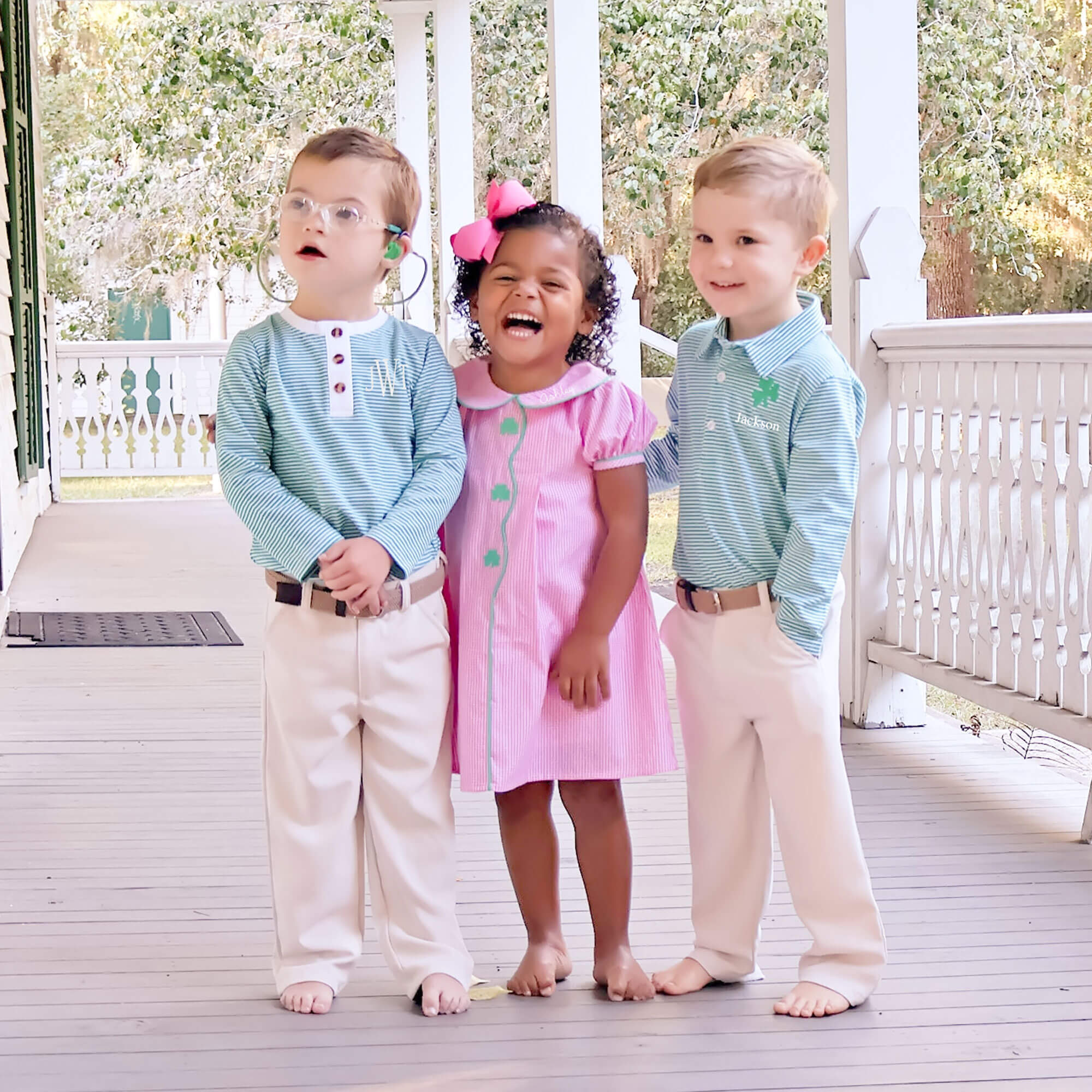 Light Blue Milly Stripe Ruffle Dress | Girls Soft Knit Playwear