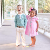 Shamrock Embroidered Pink Gingham Jane Dress