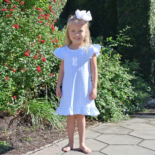 Milly Gingham Ruffle Dress Blue by Classic Whimsy - Dresses Milly Gingham Ruffle Dress Blue by Classic Whimsy - Dresses