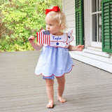 Gleaming Stars Blue Gingham Lacey Bloomer Set