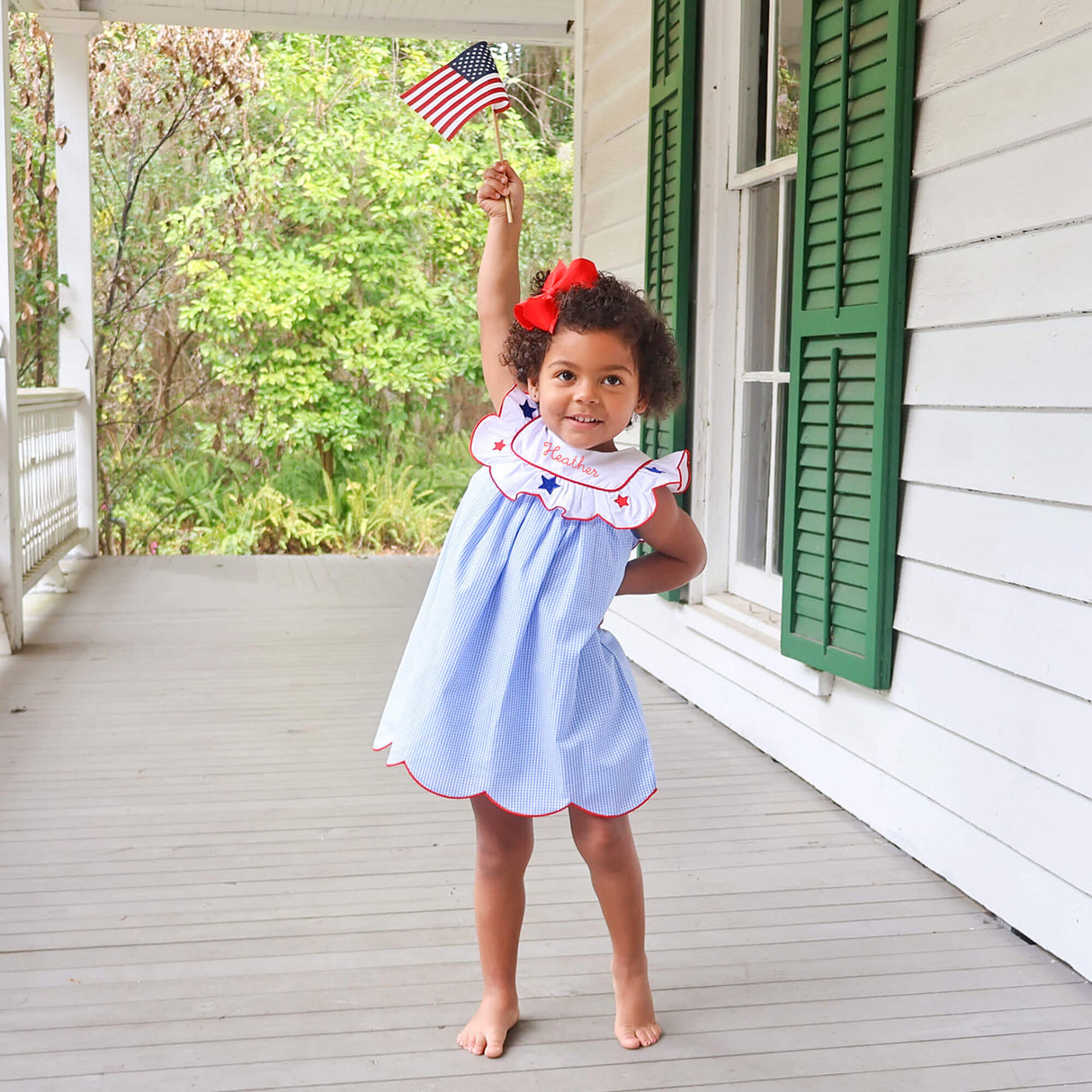 Gleaming Stars Blue Gingham Lacey Dress by Classic Whimsy - - 3T Gleaming Stars Blue Gingham Lacey Dress by Classic Whimsy - - 3T