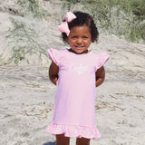 Milly Stripe Ruffle Dress Pink