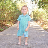 Mallard Green Stripe Pocket Polo Romper