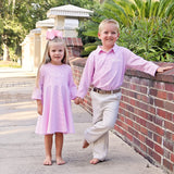 Pink Stripe Long Sleeve Polo