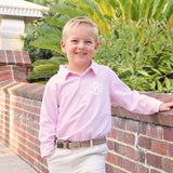Pink Stripe Long Sleeve Polo