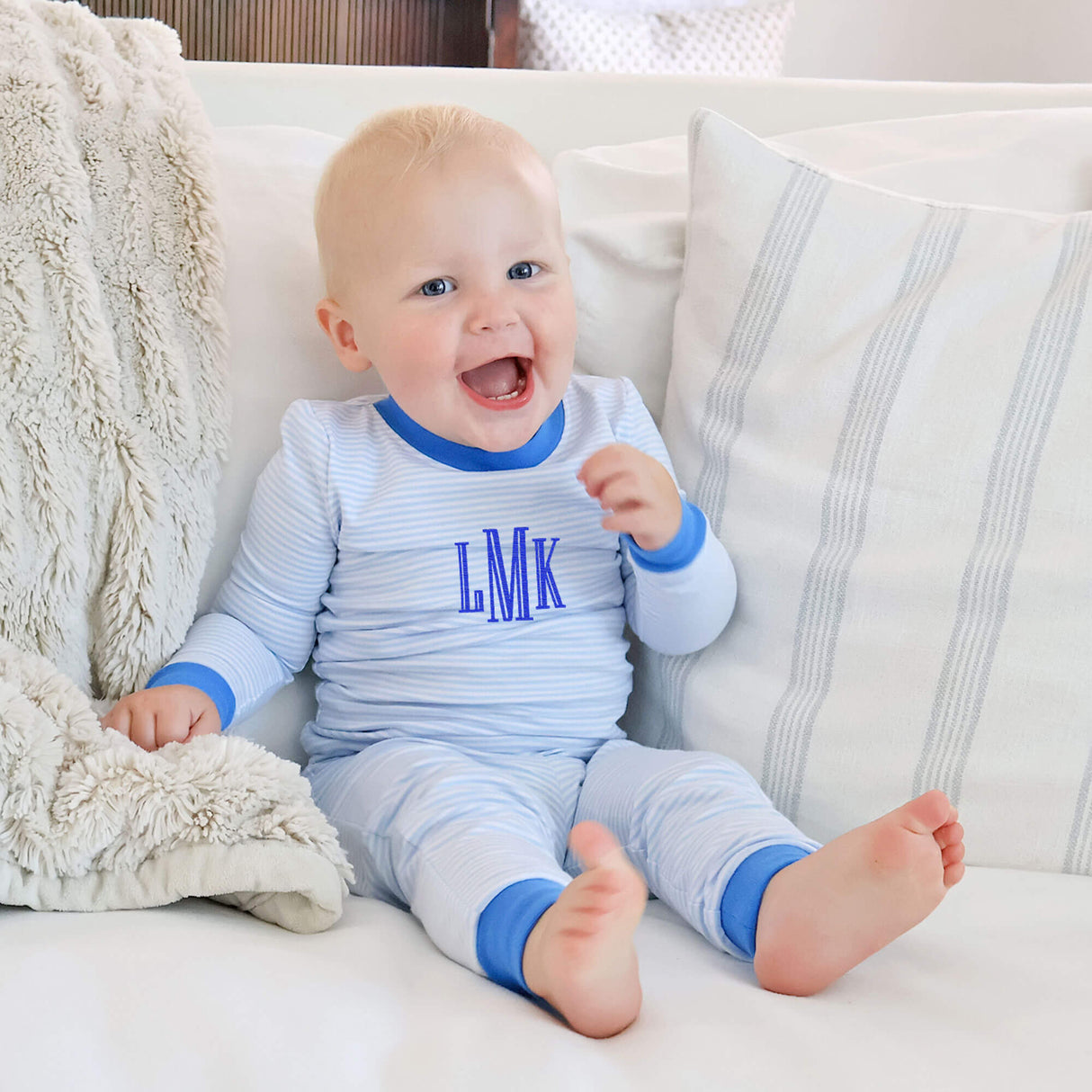 Light Blue Thin Stripe Pajamas
