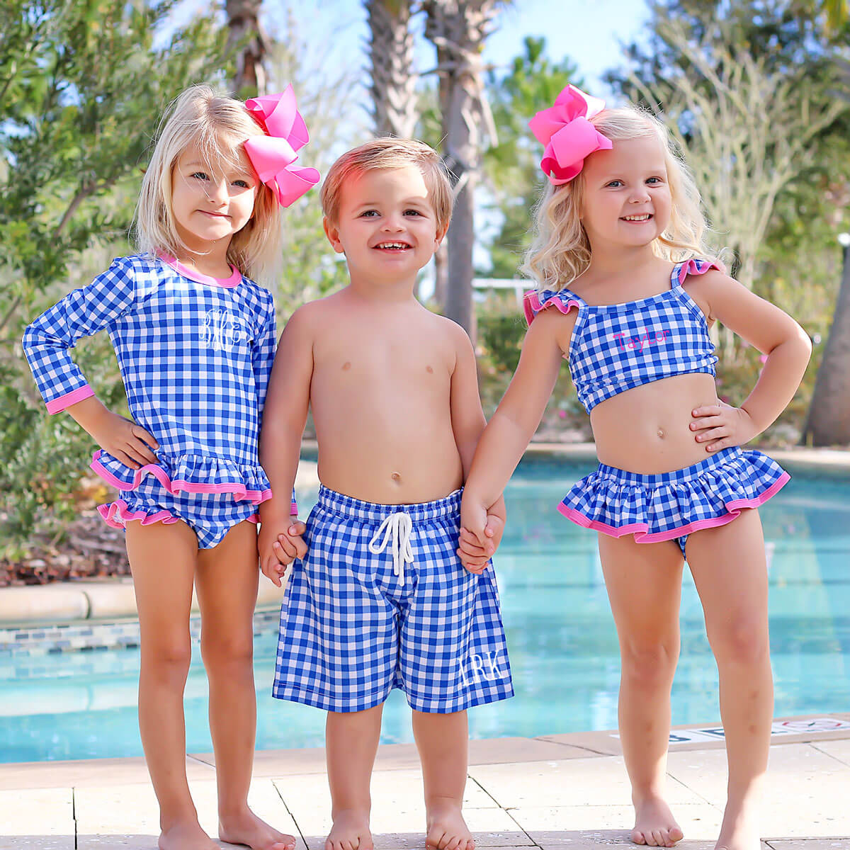 Royal Blue Check Rash Guard Set – Classic Whimsy