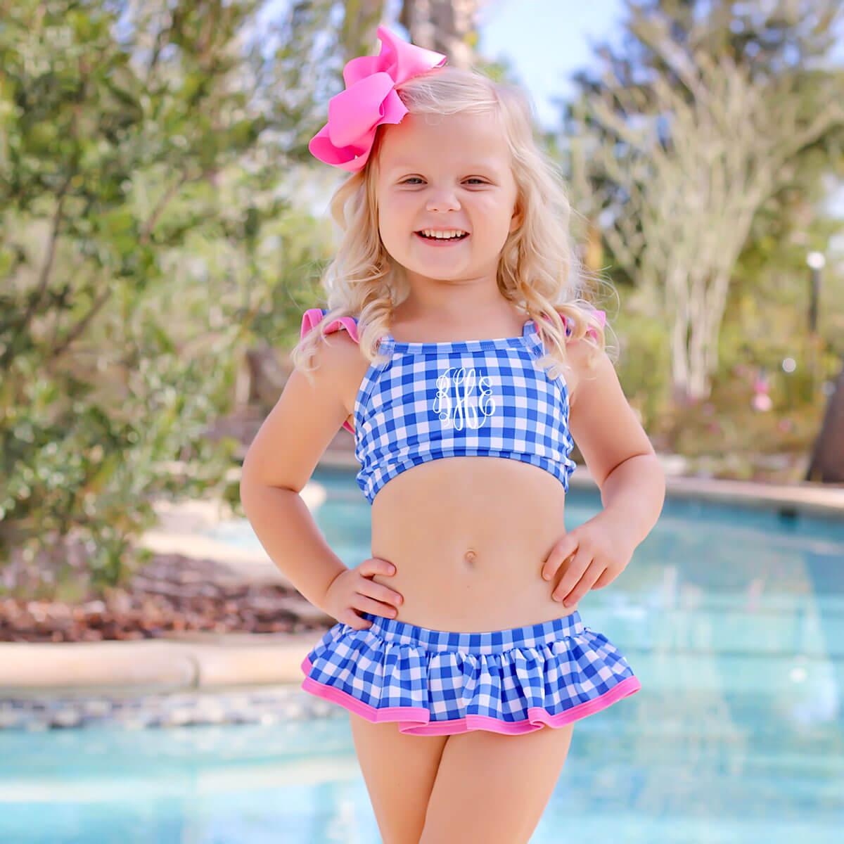 Royal Blue Check Two Piece Swimsuit – Classic Whimsy