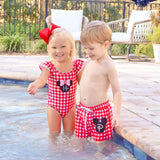 Mouse Ears Red Gingham One Piece Swimsuit