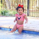 Mouse Ears Red Gingham Two Piece Swimsuit