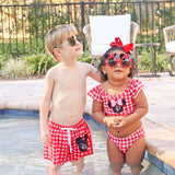 Mouse Ears Red Gingham Two Piece Swimsuit