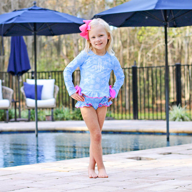 Seaside Seashell Blue Rash Guard Set – Classic Whimsy