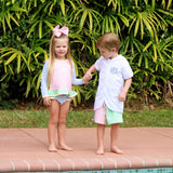 Colorblock Seersucker Rash Guard Set